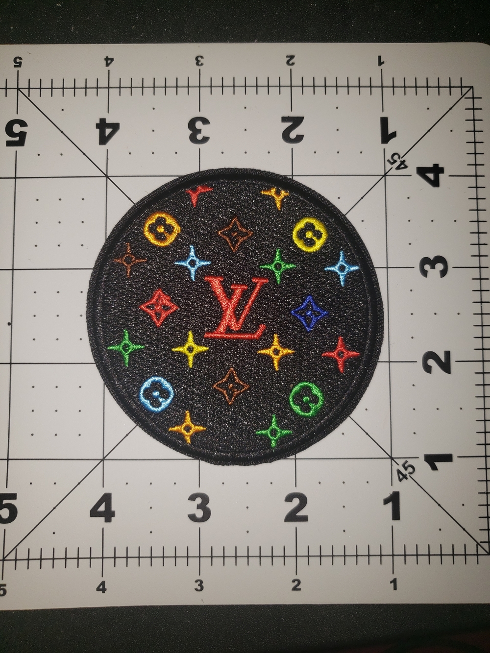 Louis Vuitton Rainbow Monogram Round Patch - Black Background